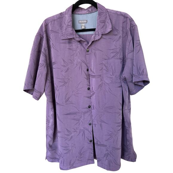 Men's Van Heusen Purple Hawaiian Shirt Size XL Vacation Ready Tropical - Picture 1 of 4